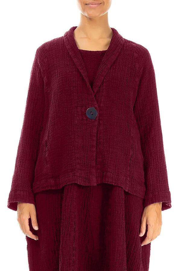 Single Button Ruby Textured Linen Jacket 1