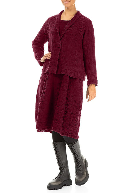 Single Button Ruby Textured Linen Jacket 4