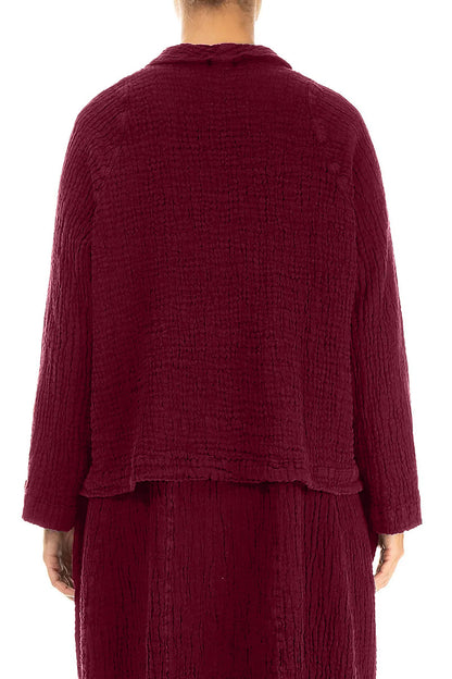 Single Button Ruby Textured Linen Jacket 2
