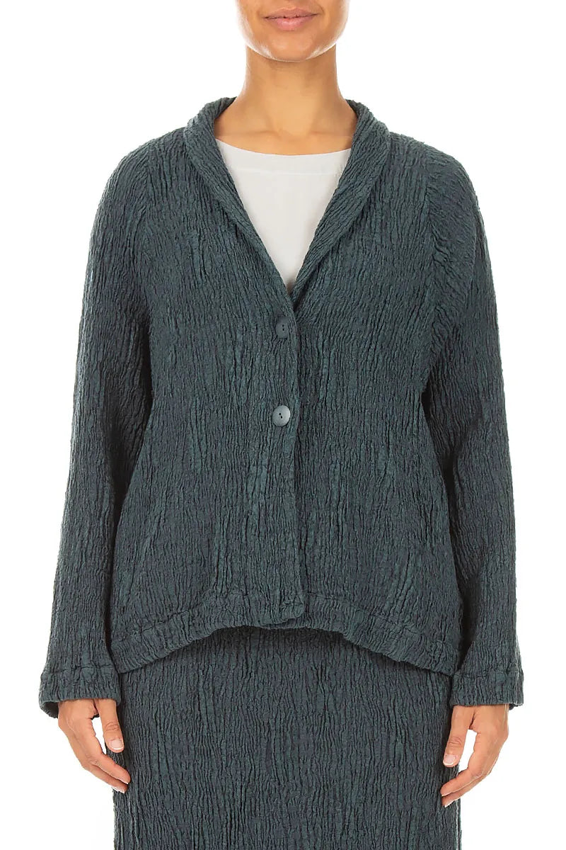 Button Slate Textured Silk Linen Jacket