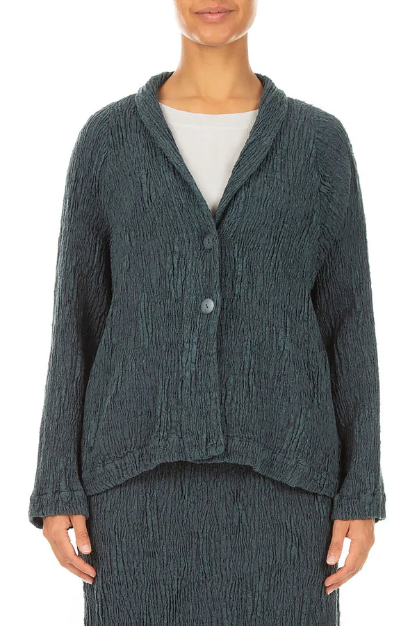 Button Slate Textured Silk Linen Jacket