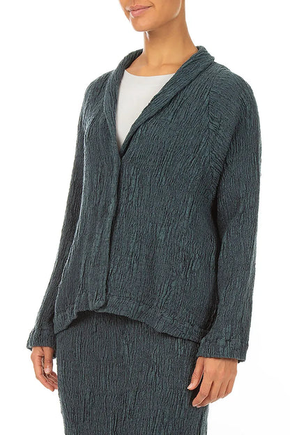 Button Slate Textured Silk Linen Jacket