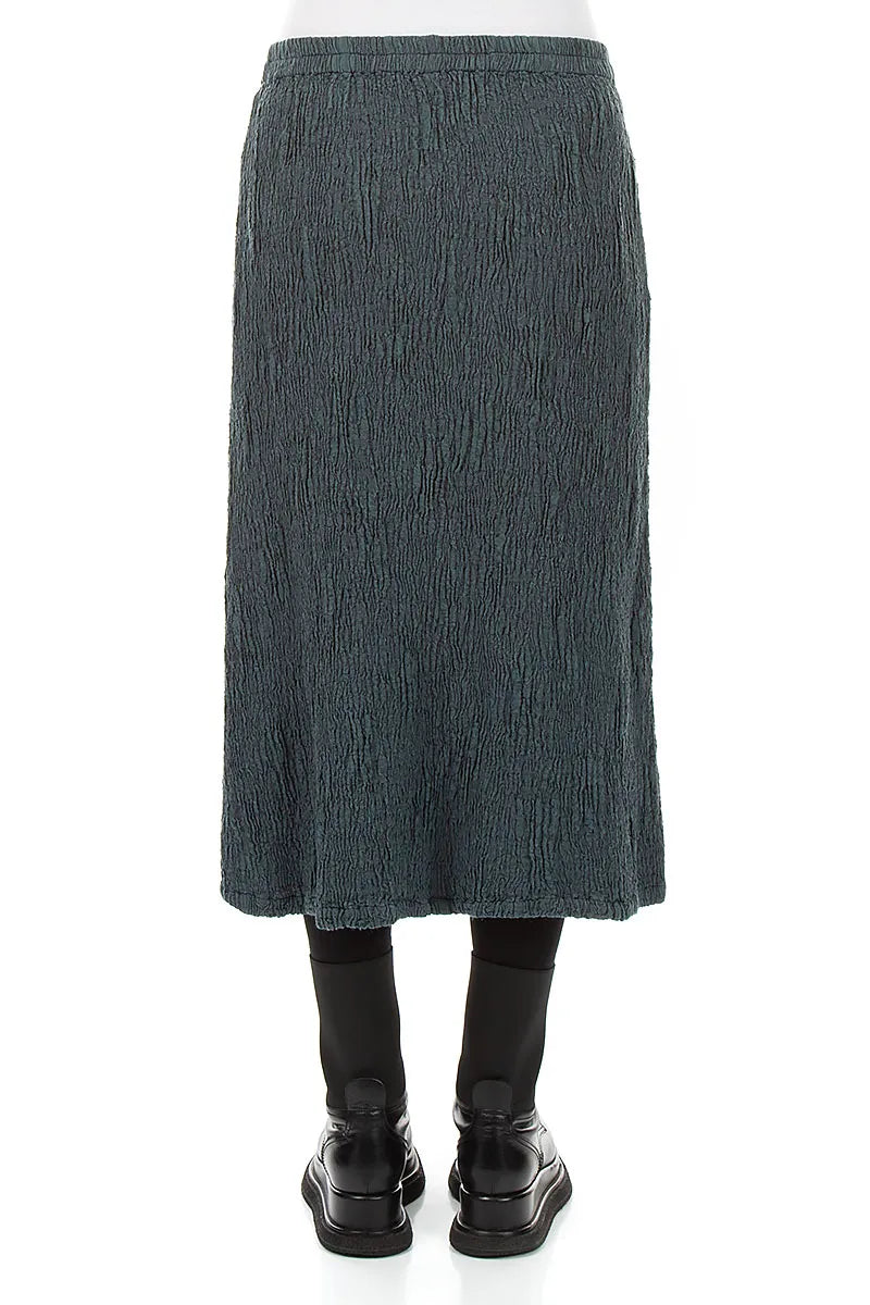 Slate Textured Silk Linen Pencil Skirt
