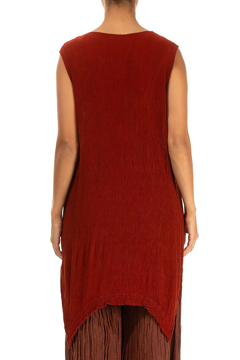 Sleeveless Brick Silk Viscose Tunic 2