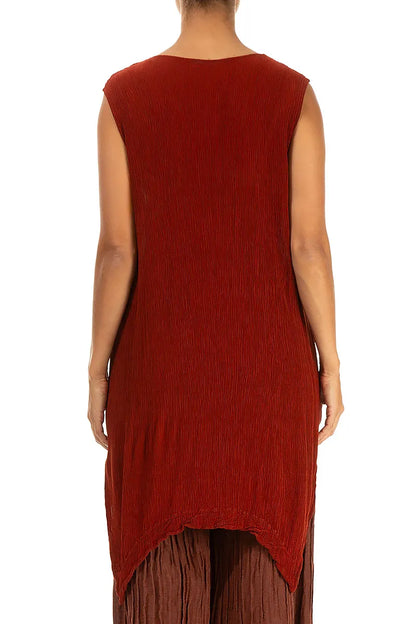 Sleeveless Brick Silk Viscose Tunic 2