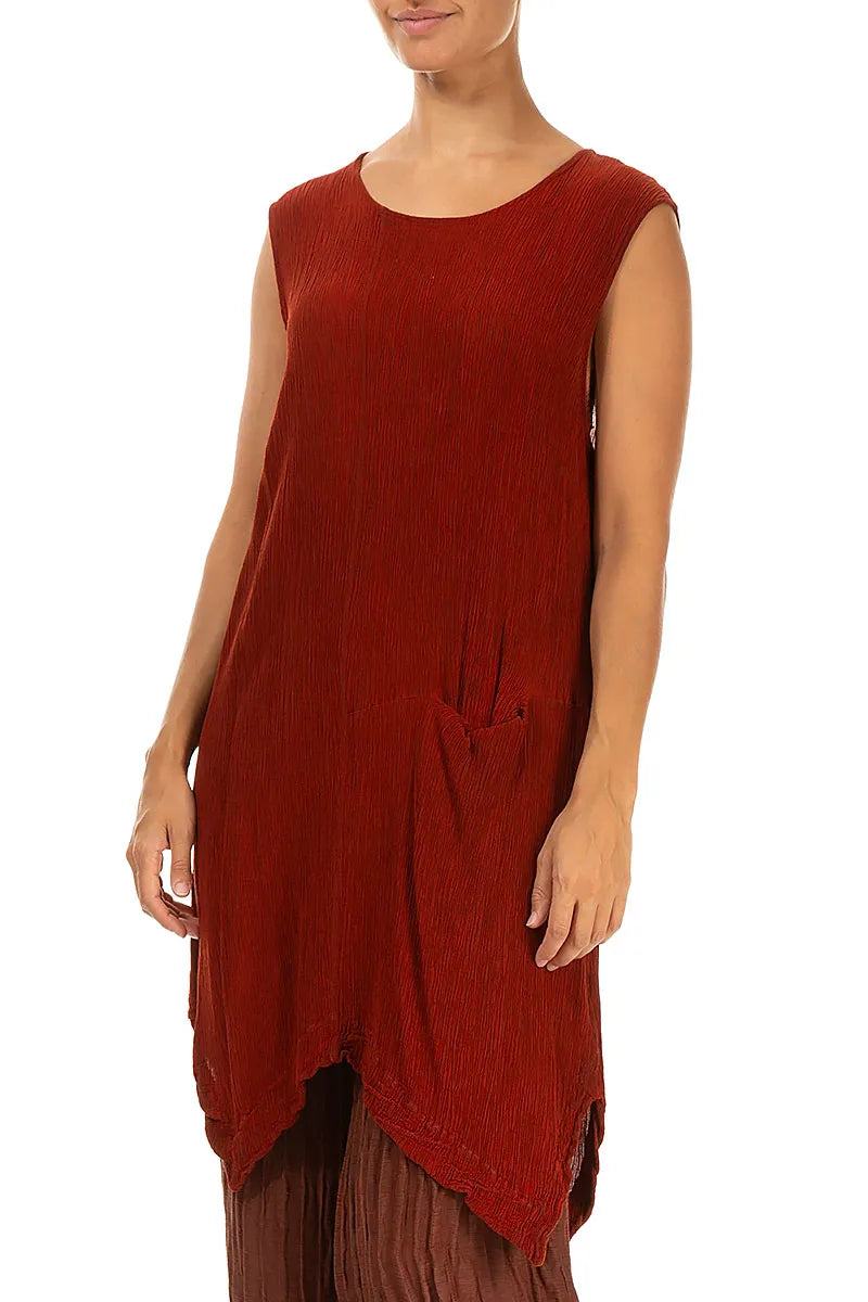 Sleeveless Brick Silk Viscose Tunic 3