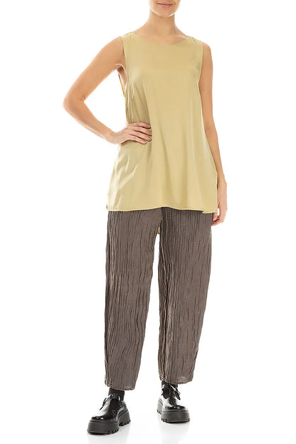 Sleeveless Laurel Green Silk Top