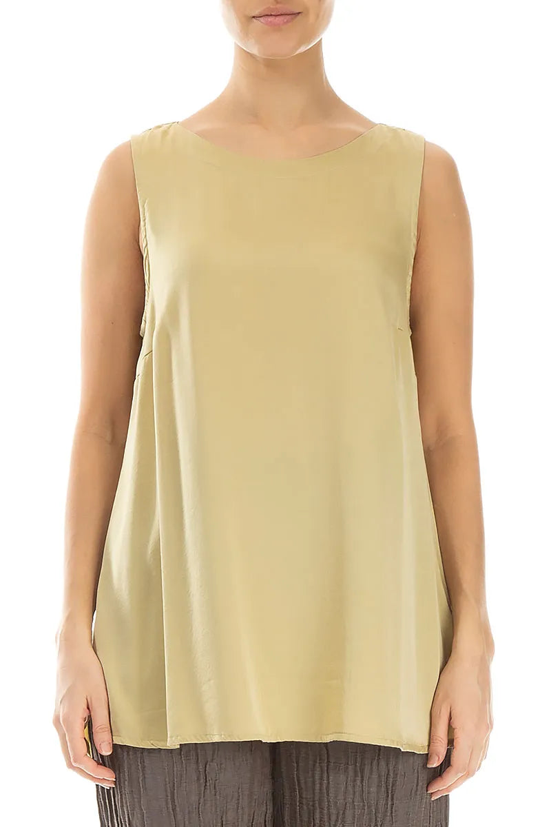 Sleeveless Laurel Green Silk Top