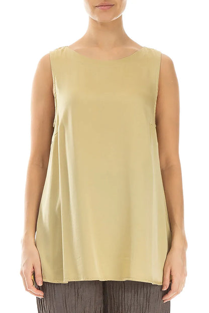 Sleeveless Laurel Green Silk Top