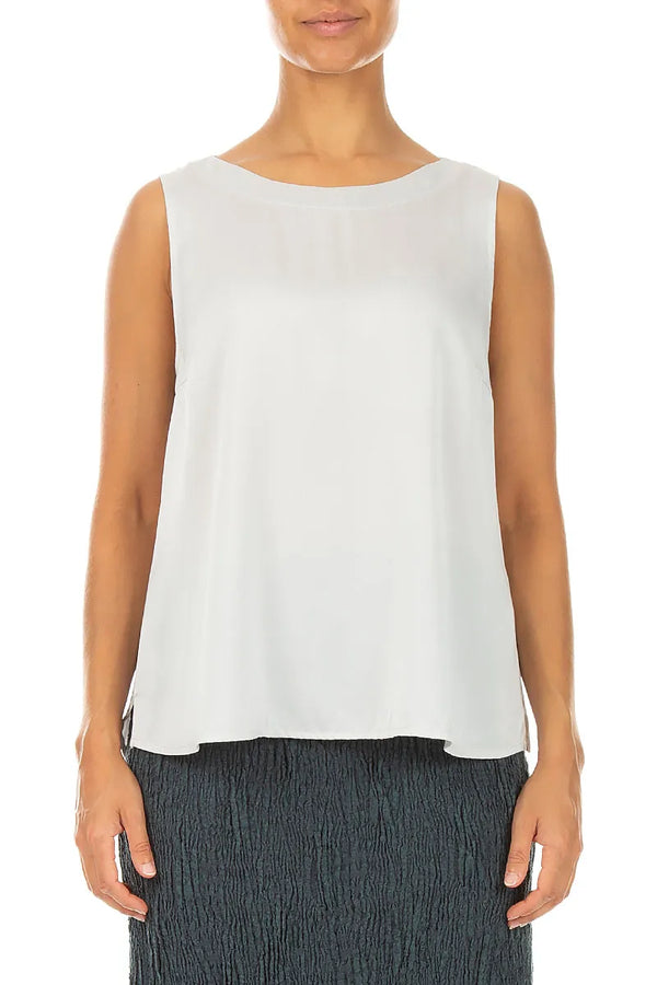 Sleeveless Pearl Grey Silk Top
