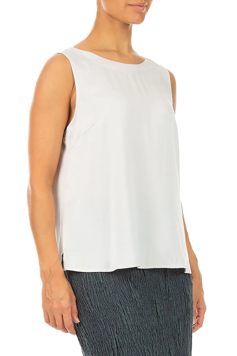 Sleeveless Pearl Grey Silk Top