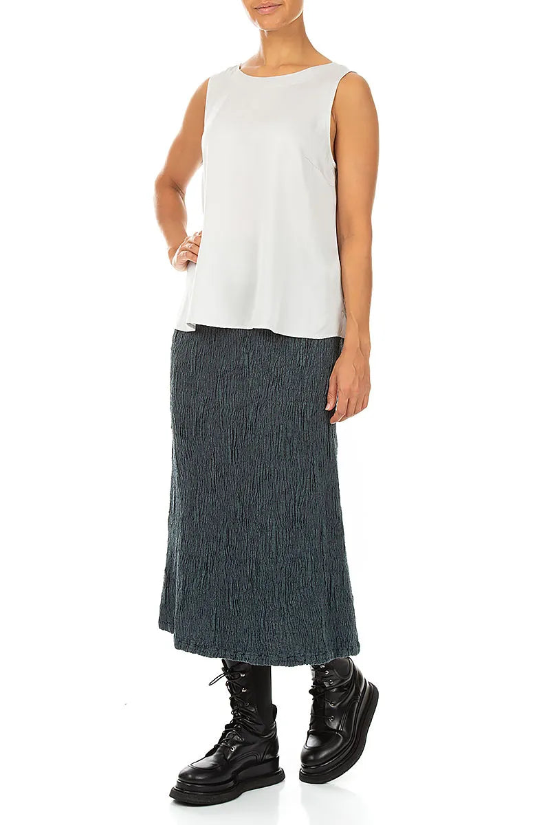 Sleeveless Pearl Grey Silk Top