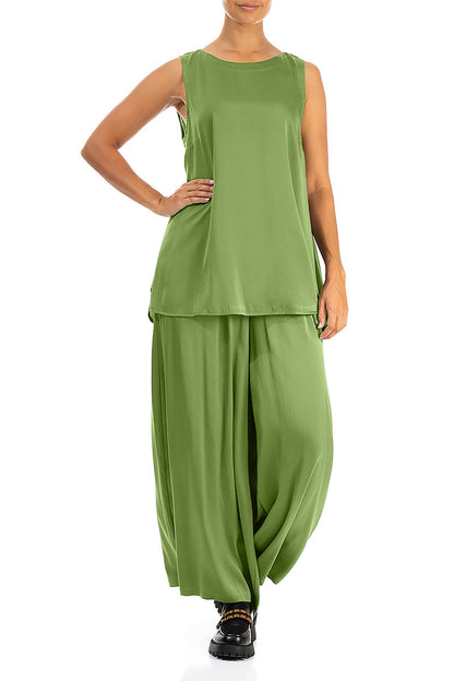 Sleeveless Shamrock Green Silk Top