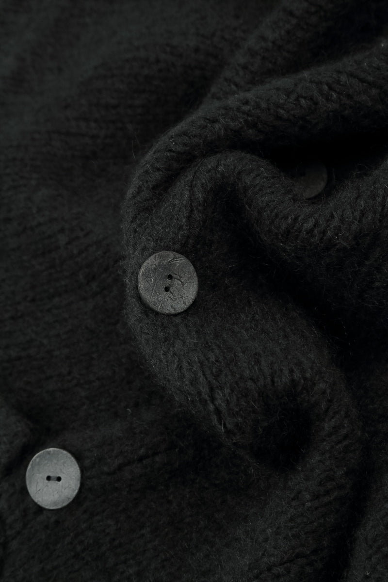Soft Collar Black Cashmere Wool Cardigan 5