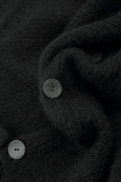 Soft Collar Black Cashmere Wool Cardigan 5