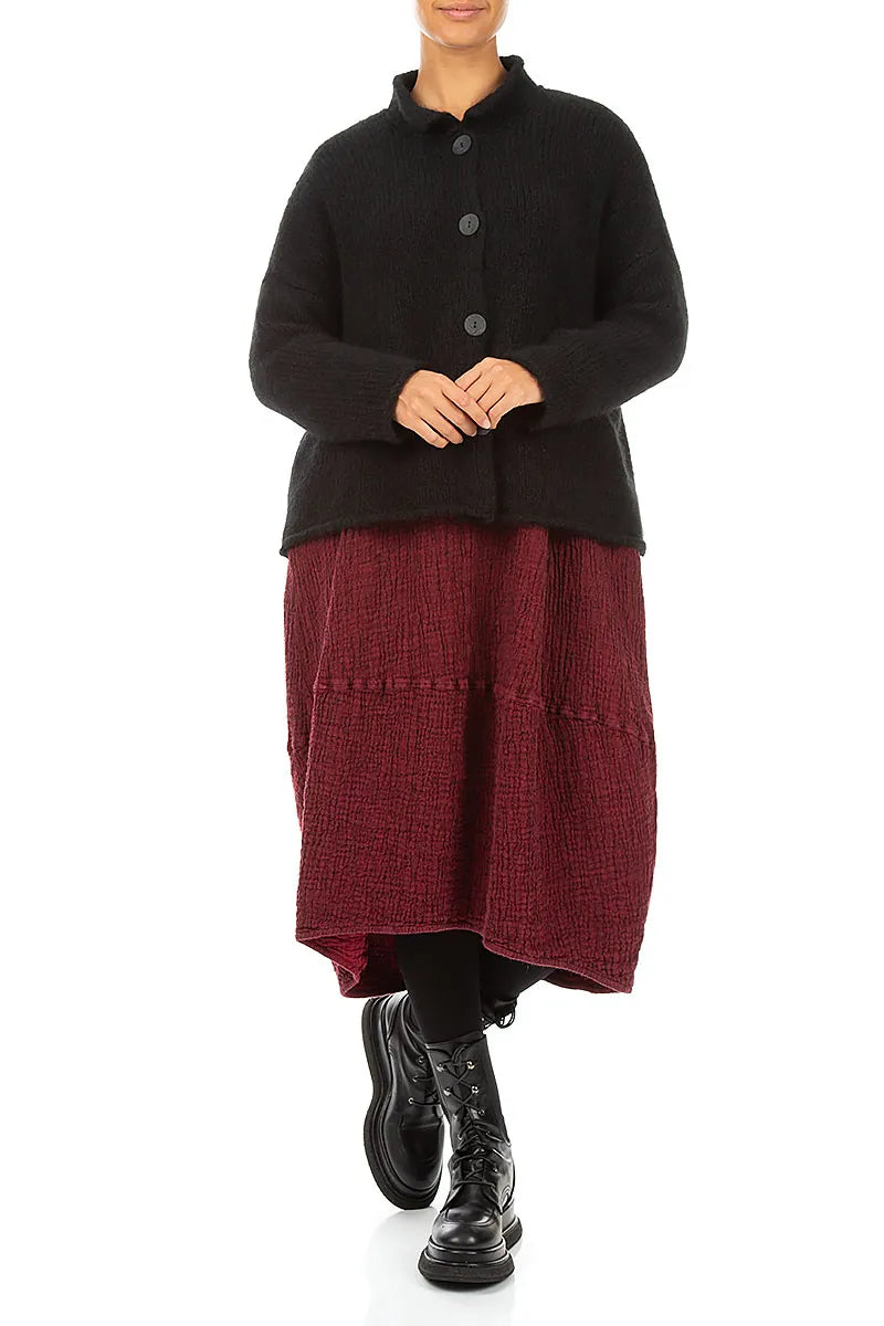 Soft Collar Black Cashmere Wool Cardigan 4