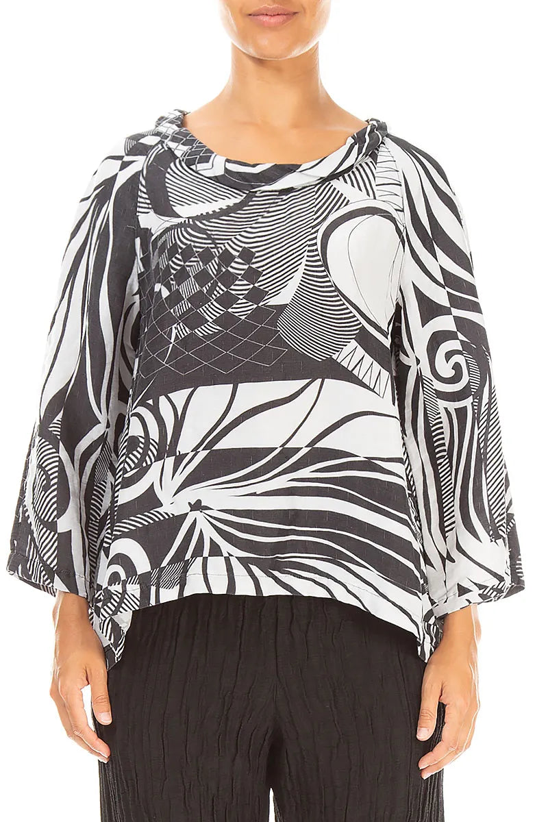Soft Cowl Neck Pearl Grey Orbit Textured Silk Blouse
