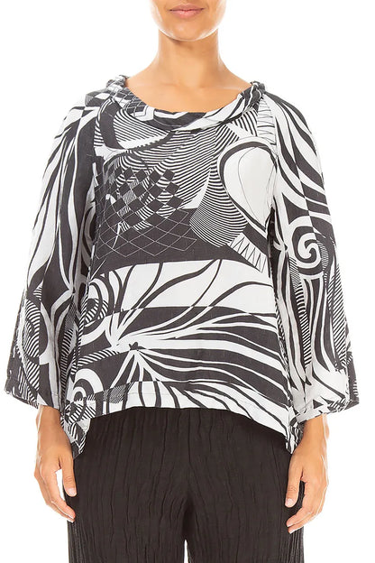 Soft Cowl Neck Pearl Grey Orbit Textured Silk Blouse