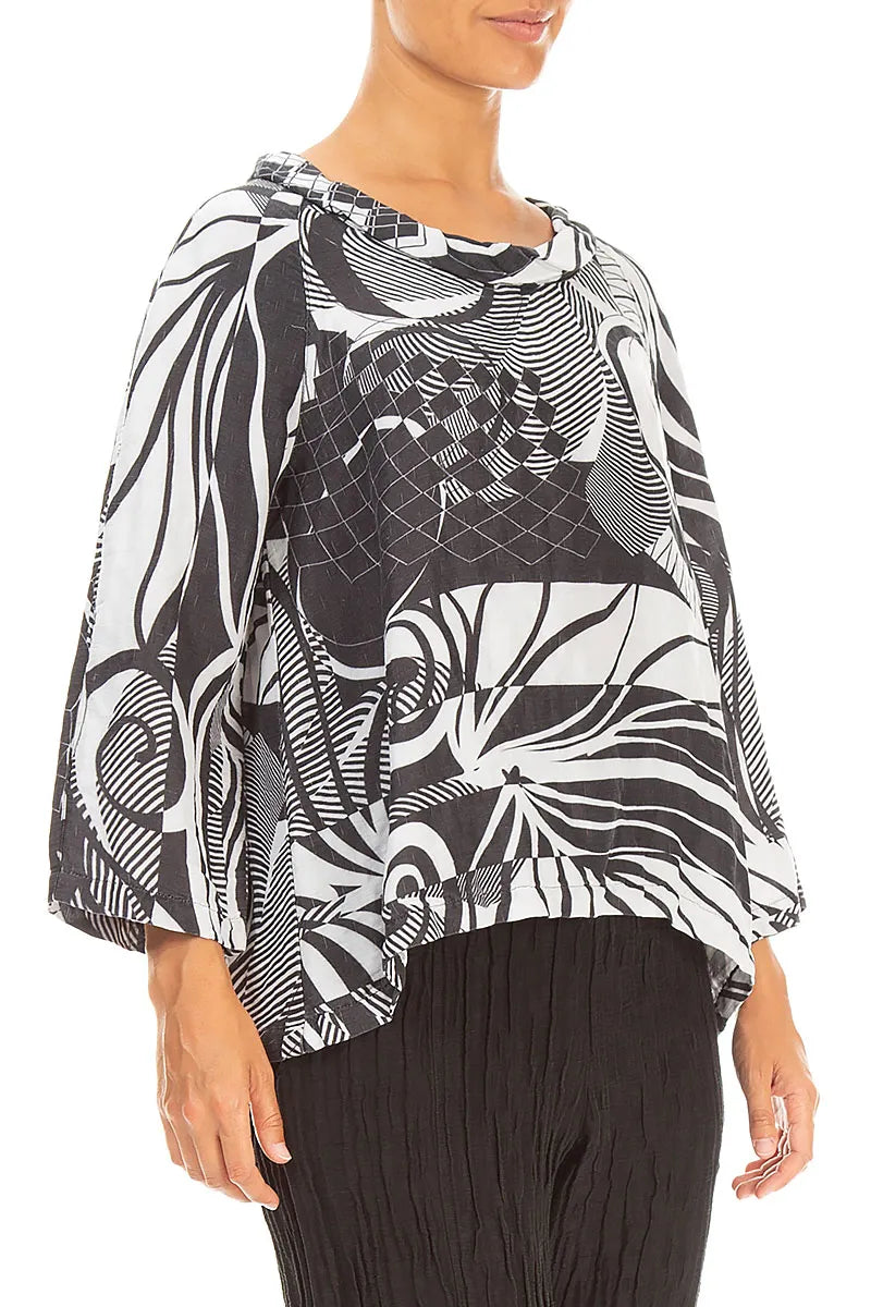 Soft Cowl Neck Pearl Grey Orbit Textured Silk Blouse