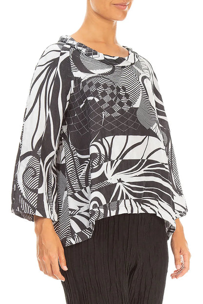 Soft Cowl Neck Pearl Grey Orbit Textured Silk Blouse