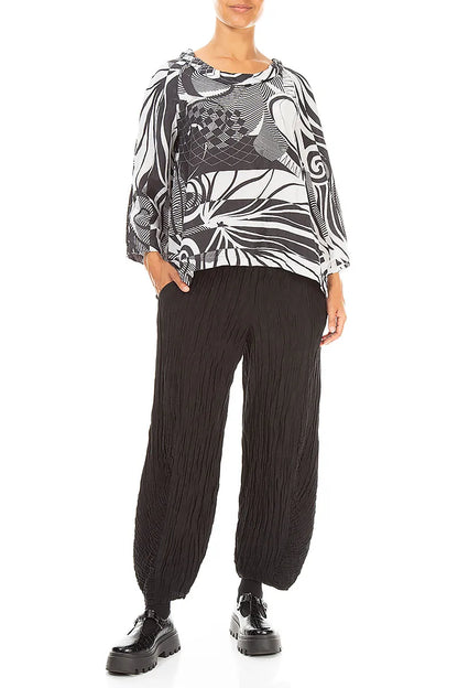 Soft Cowl Neck Pearl Grey Orbit Textured Silk Blouse