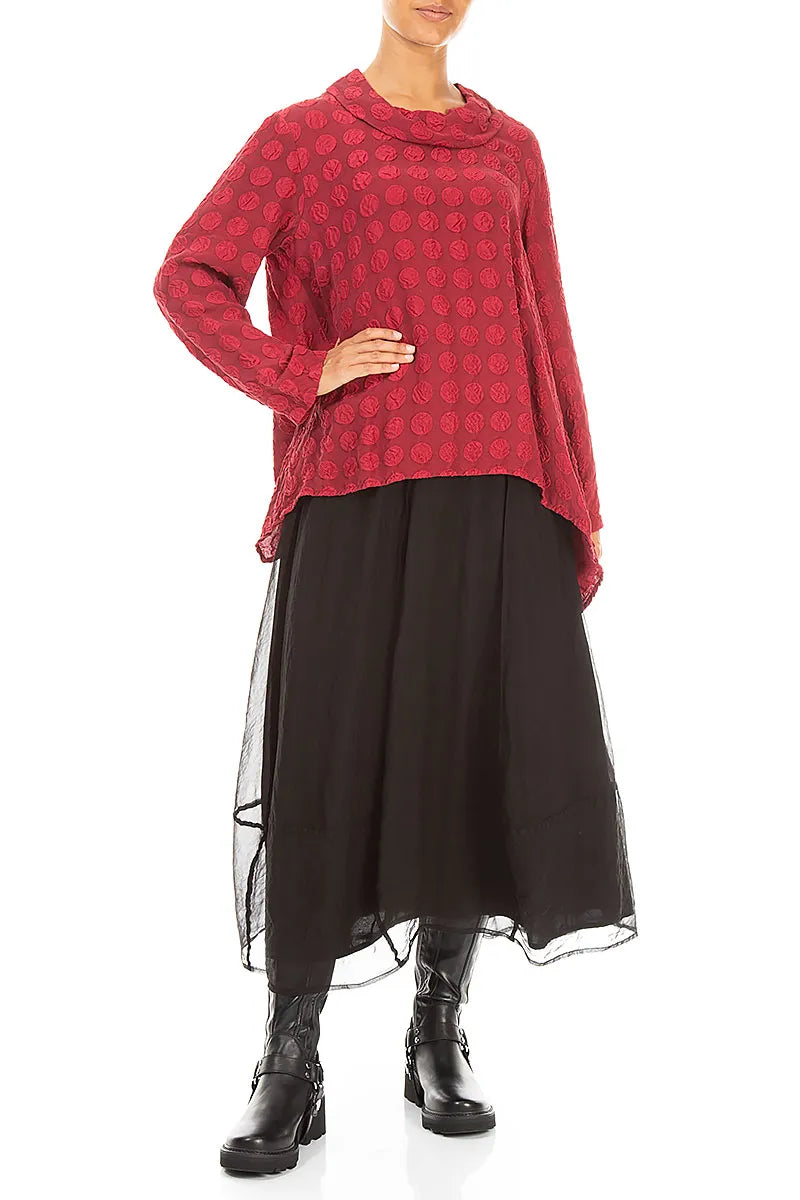 Soft Cowl Ruby Bubble Silk Blouse
