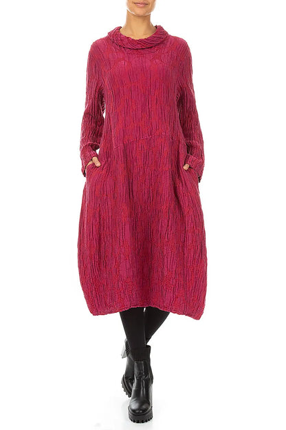Soft Cowl Ruby Circle Silk Linen Dress
