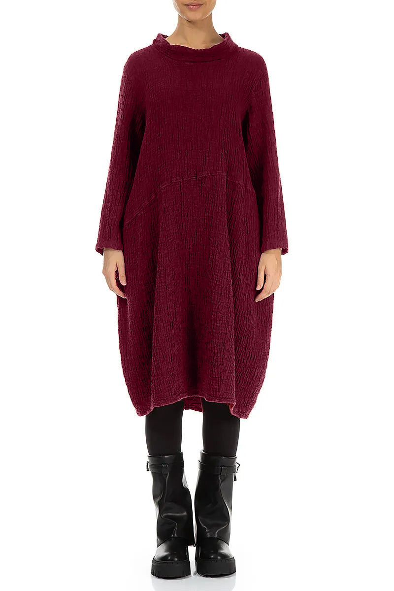 Soft Cowl Ruby Textured Linen Dress 1