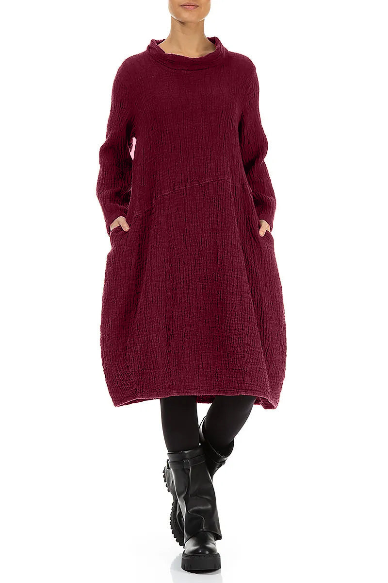 Soft Cowl Ruby Textured Linen Dress 4
