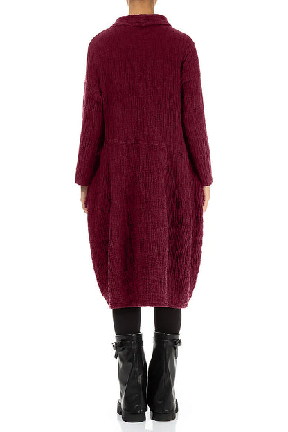 Soft Cowl Ruby Textured Linen Dress 2