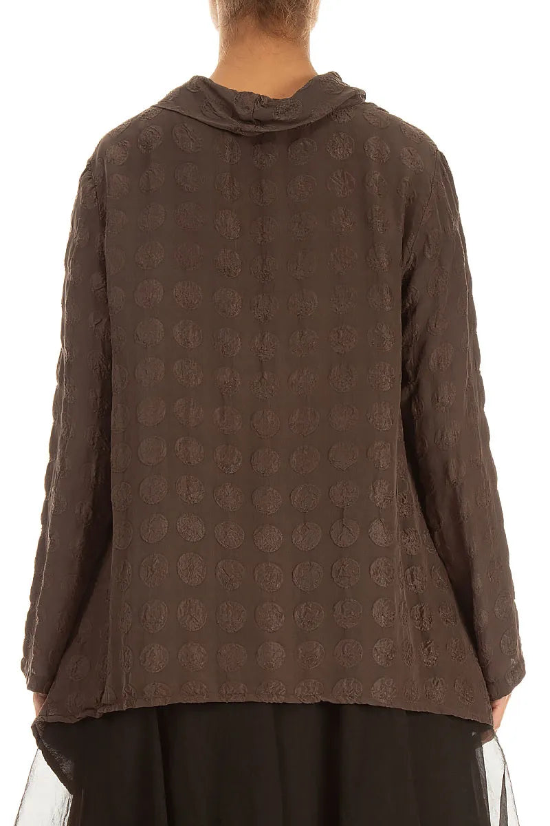 Soft Cowl Truffle Brown Bubble Silk Blouse 2