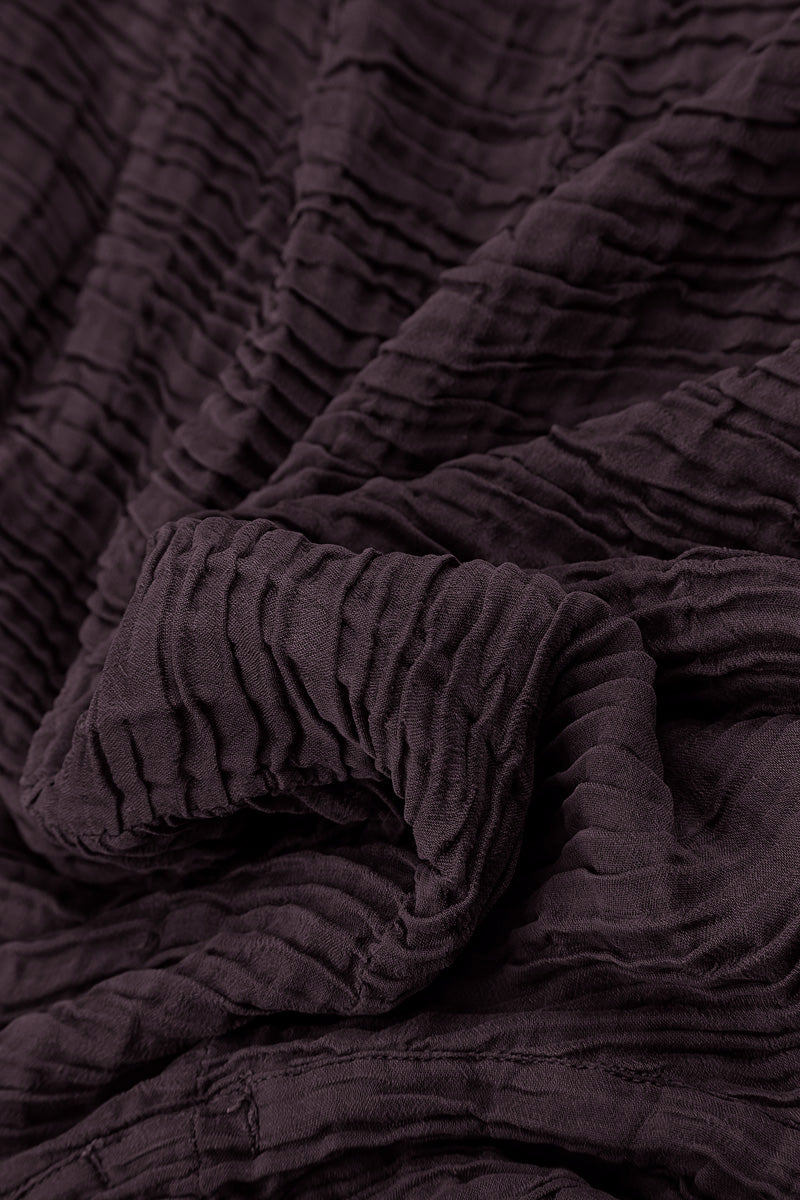 Deep Plum Plissé Silk Scarf