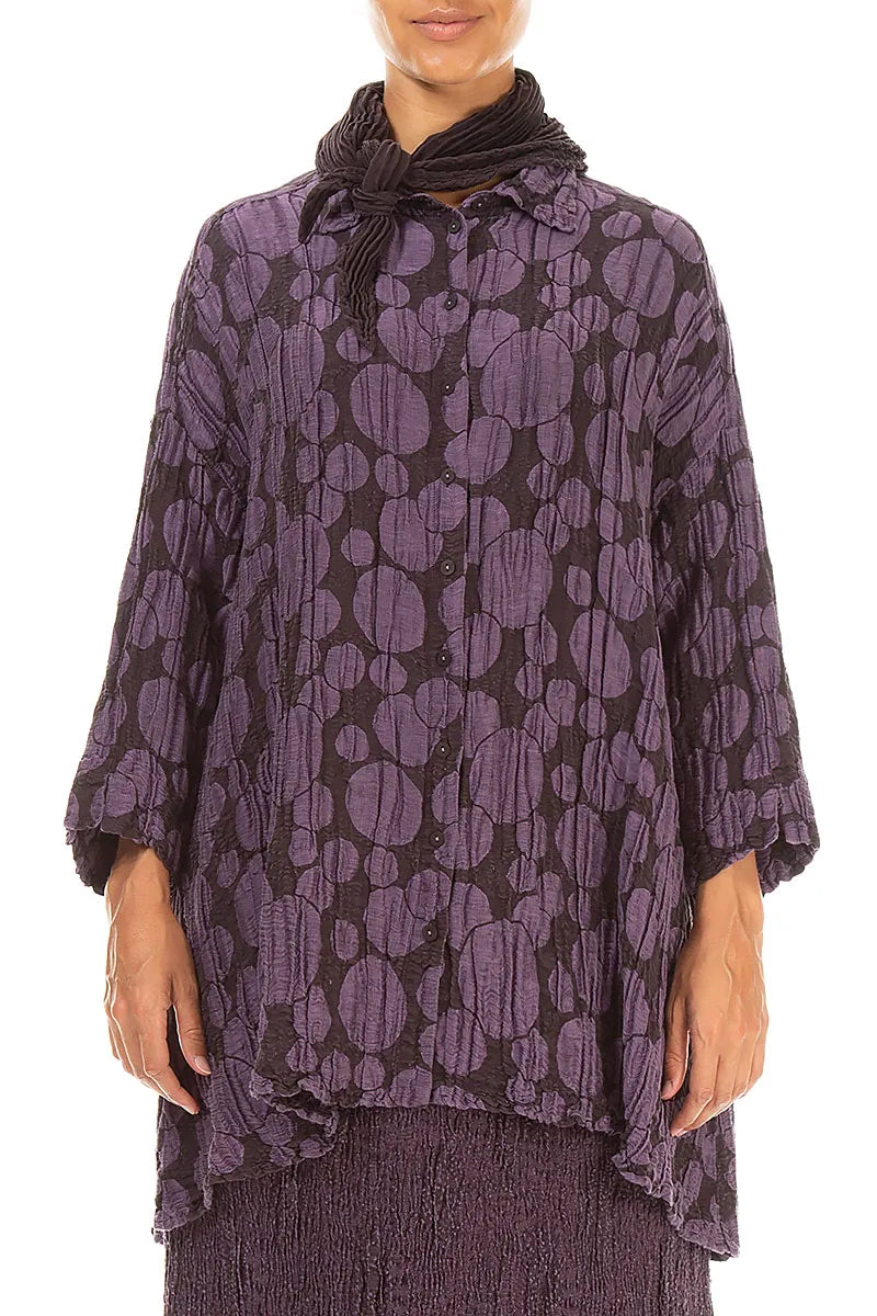 Deep Plum Plissé Silk Scarf