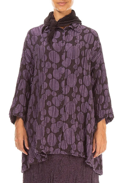 Deep Plum Plissé Silk Scarf
