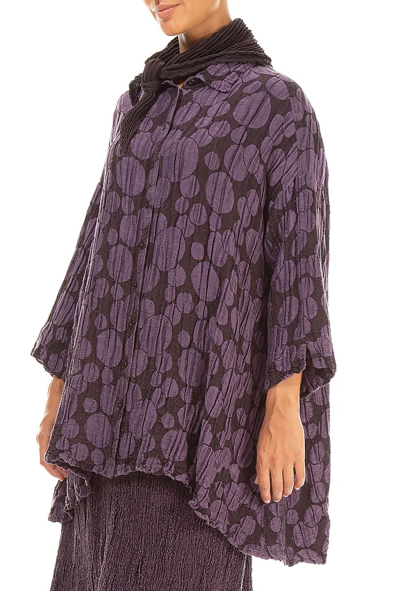 Deep Plum Plissé Silk Scarf