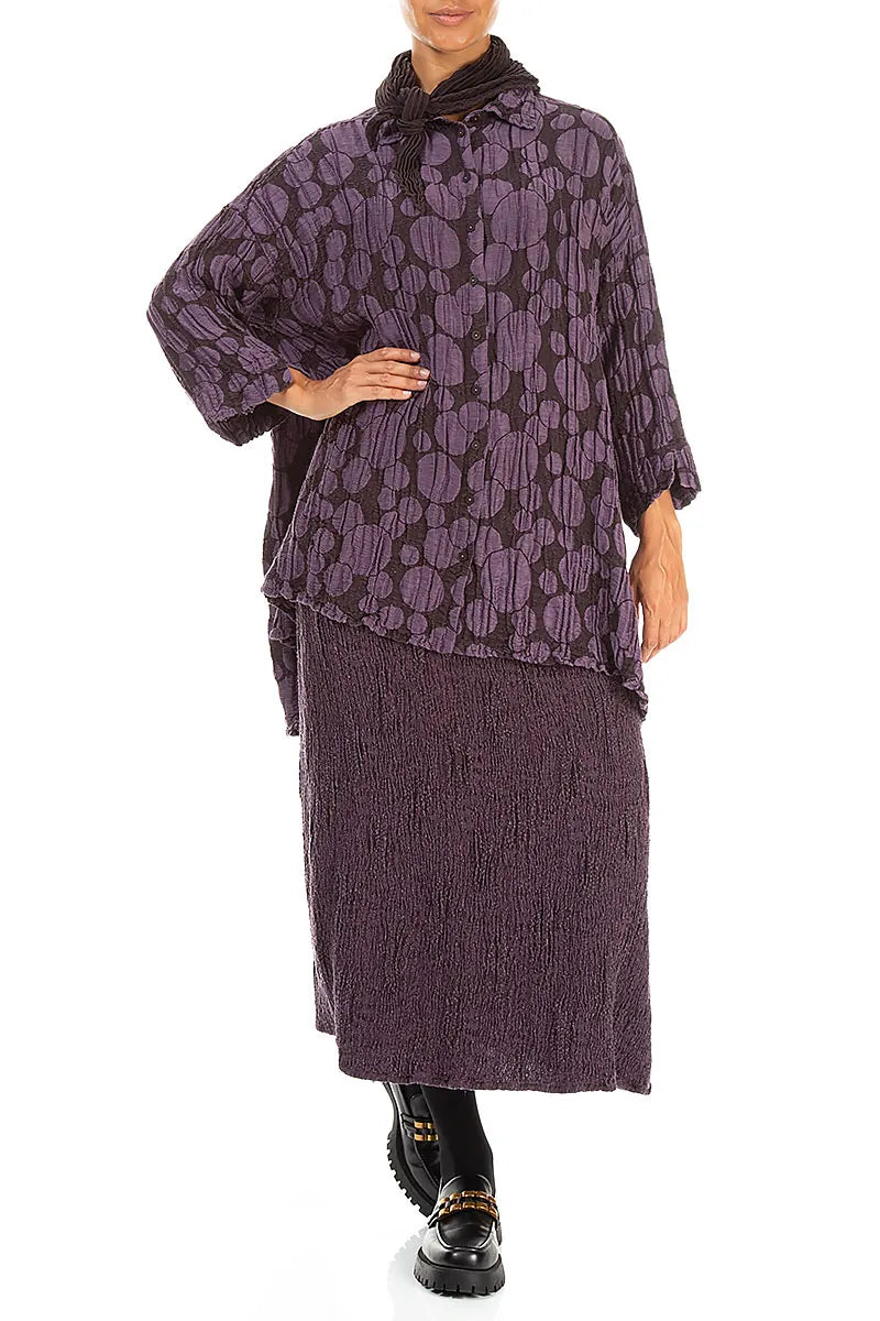 Deep Plum Plissé Silk Scarf