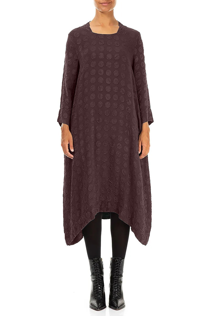 Square Neck Deep Plum Bubble Silk Dress