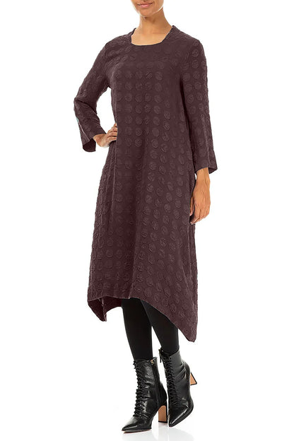 Square Neck Deep Plum Bubble Silk Dress