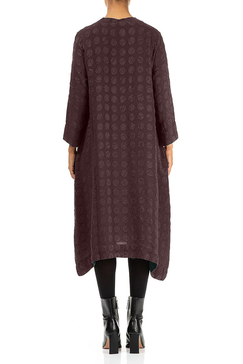 Square Neck Deep Plum Bubble Silk Dress 2