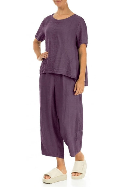 Straight Amethyst Linen Trousers 4