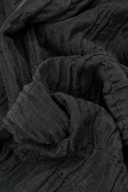 Straight Charcoal Pleated Silk Linen Trousers