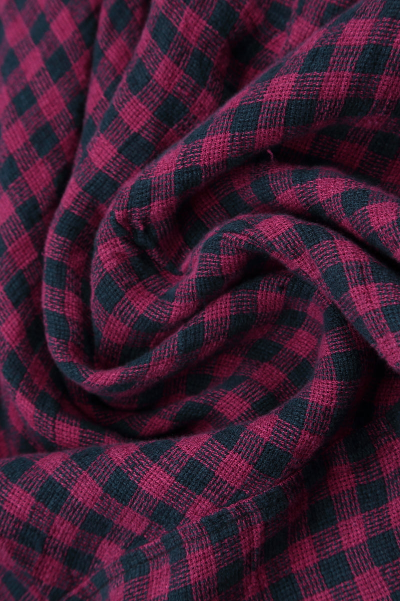 Long Buttonline Magenta Check Linen Jacket 5