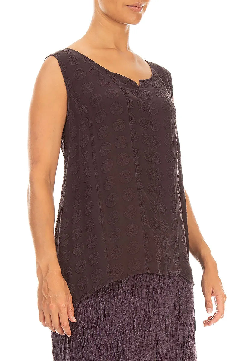 Sweetheart Neck Deep Plum Bubble Silk Top