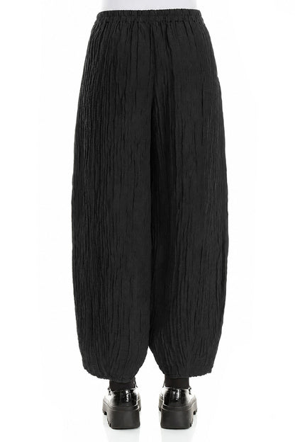 Taper Black Crinkled Trousers 2
