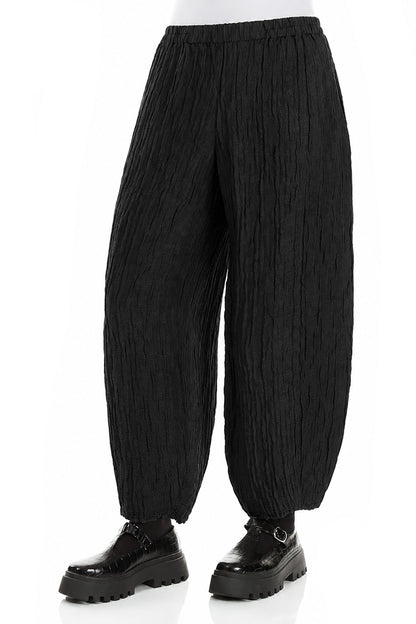 Taper Black Crinkled Trousers 3