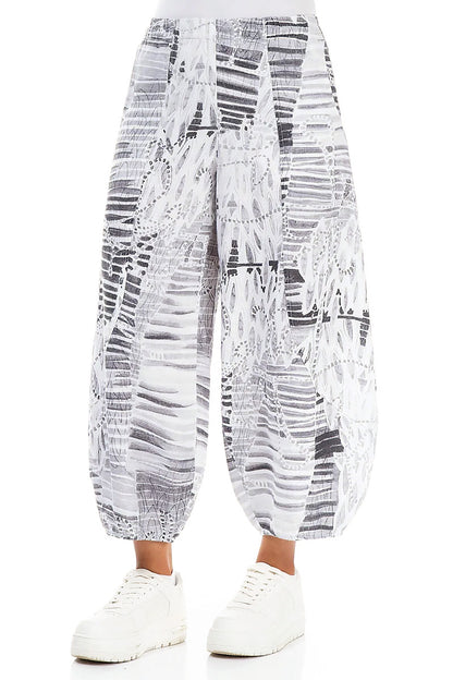 Taper Cropped Wide White Serenity Linen Trousers 3
