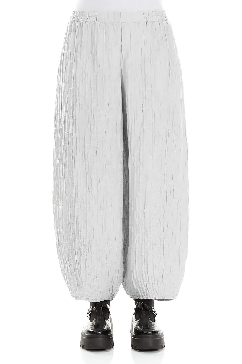 Taper Pearl Grey Crinkled Trousers