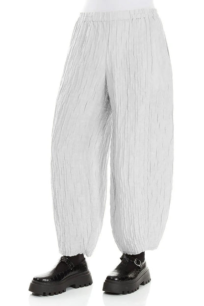 Taper Pearl Grey Crinkled Trousers
