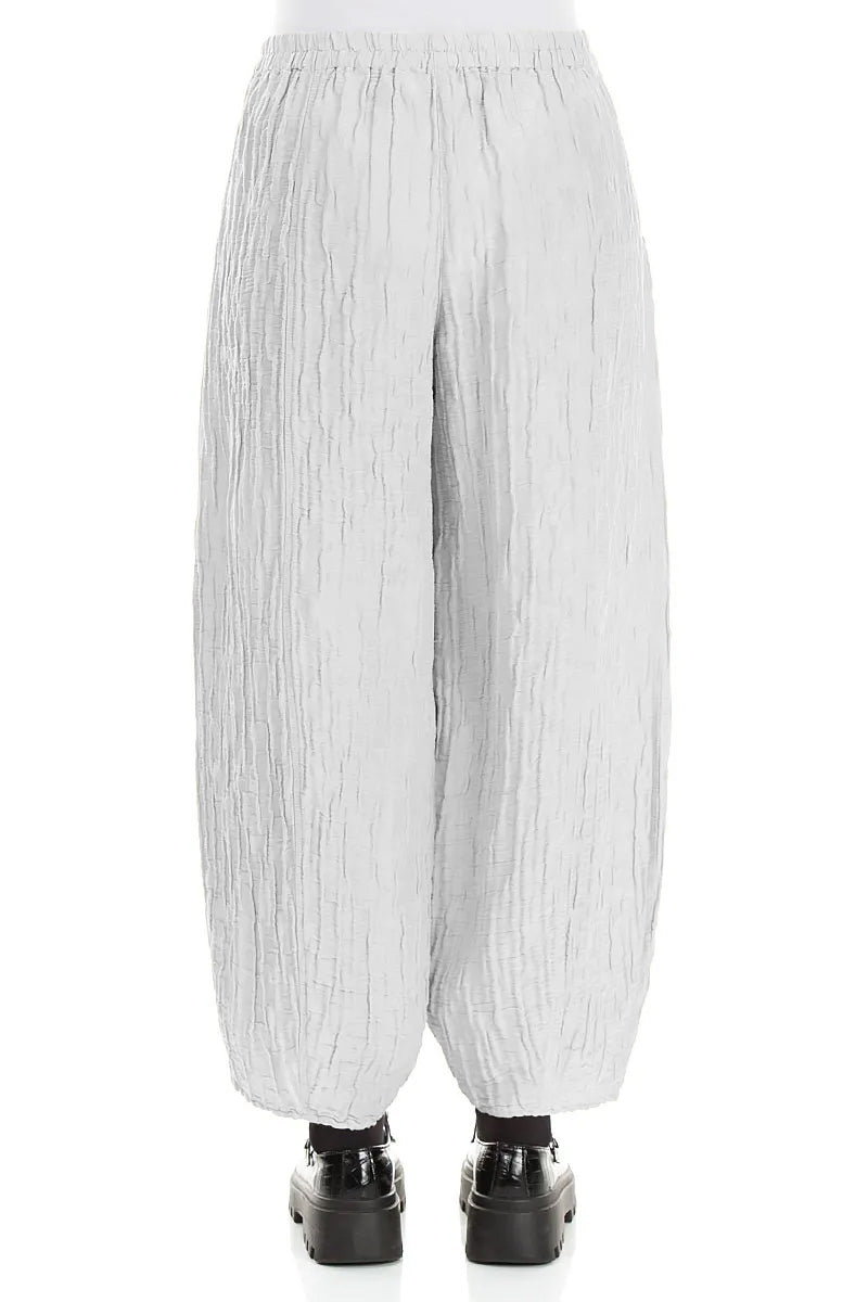 Taper Pearl Grey Crinkled Trousers