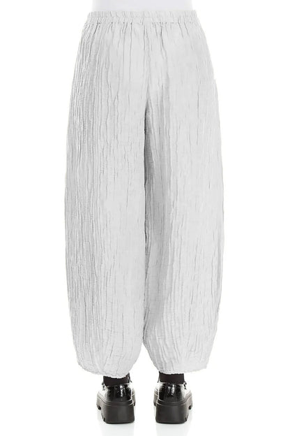 Taper Pearl Grey Crinkled Trousers